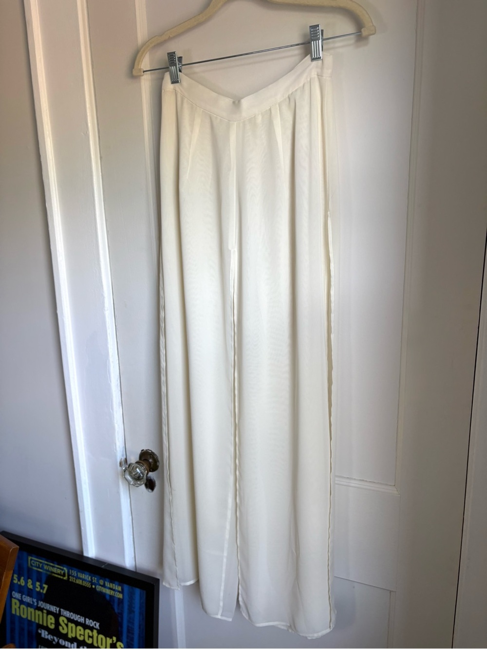 Opening Ceremony Ivory Chiffon Overlay Wide Leg Pants